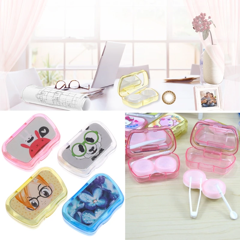 

Free delivery Random Color 1 set Cartoon Plastic Contact Lens Case Box Holder Storage Travel Portable Accessaries sale