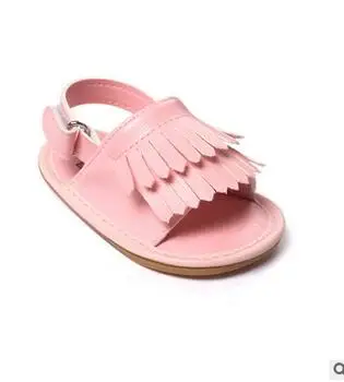 Сандалии для малыша детские мокасины с бахромой мягкая детская обувь детские сандалии обувь для мальчиков и девочек обувь для первых ходунков bebe - Цвет: Розовый
