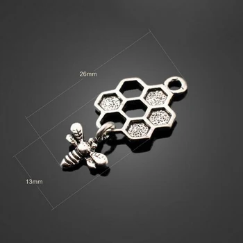 

50pcs 26*13mm New Fashion Vintage Charms Tibetan Silver Color Bee Charms pendants fit necklace jewelry making finding