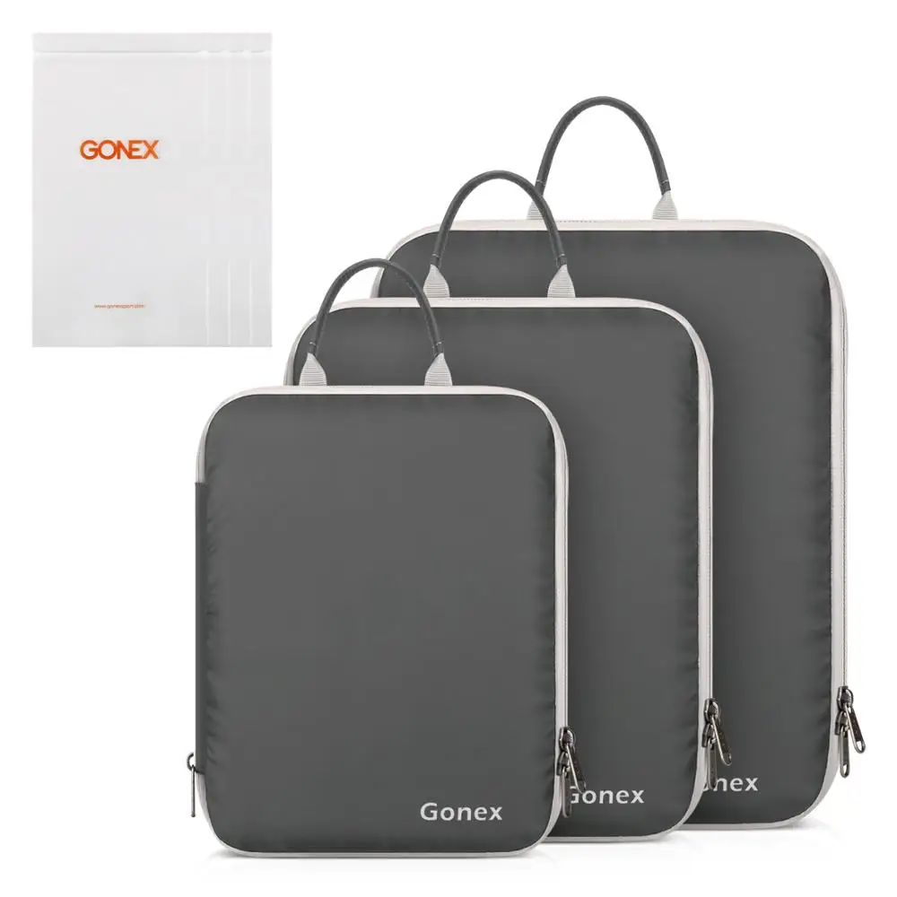 Gonex 7 قطعة/المجموعة جهين حقيبة التخزين سفر حقيبة الأمتعة منظم ضغط مكعبات تعبئة مجموعة مع 4 أكياس بولي بروبلين متعددة الاستخدام