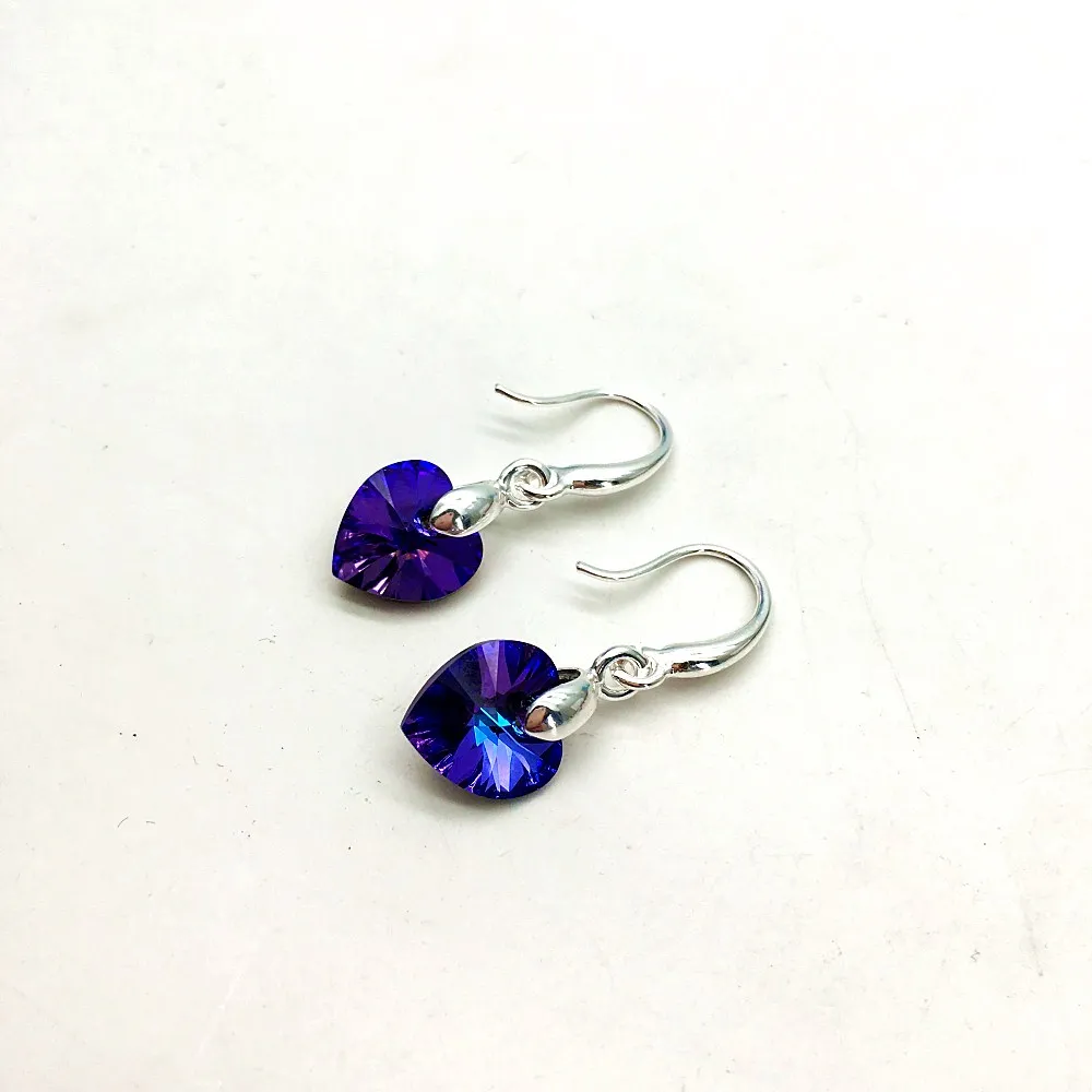 original swarovski crystals 6228 xilion heart dangle earring-silve