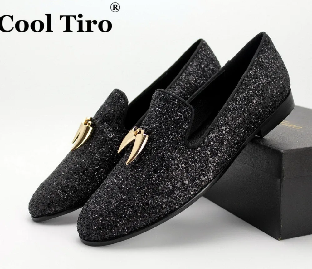 COOL TIRO/Новинка модные синие лоферы из натуральной кожи с блестками и маленьким
