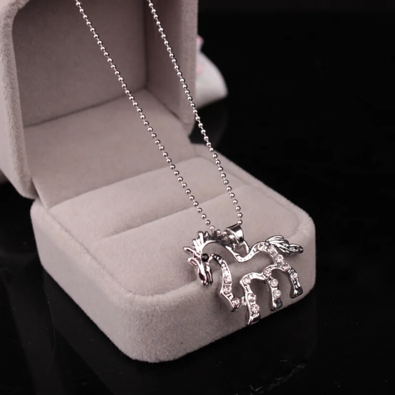 

Fashion Hollow Out Crystal Unicorn Necklaces & Pendants Trendy Jewelry For Women Baby Gifts For Girls Cute Animal Horse Necklace