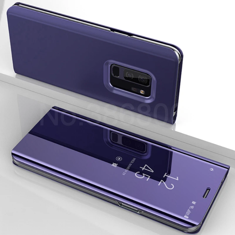 Чехол-книжка на подставке зеркальный чехол для телефона для samsung Galaxy S10 S9 S8 плюс S10E A7 A8 A6 J4 J6 плюс A6s A8s A50 A70 A90 M10 M20 чехол - Цвет: Фиолетовый