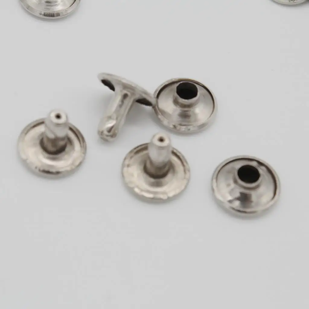 fityle 50Pcs/set Silver Round DOUBLE CAP Copper Rivets Studs For Jeans Pants Clothing Decorative Accessories