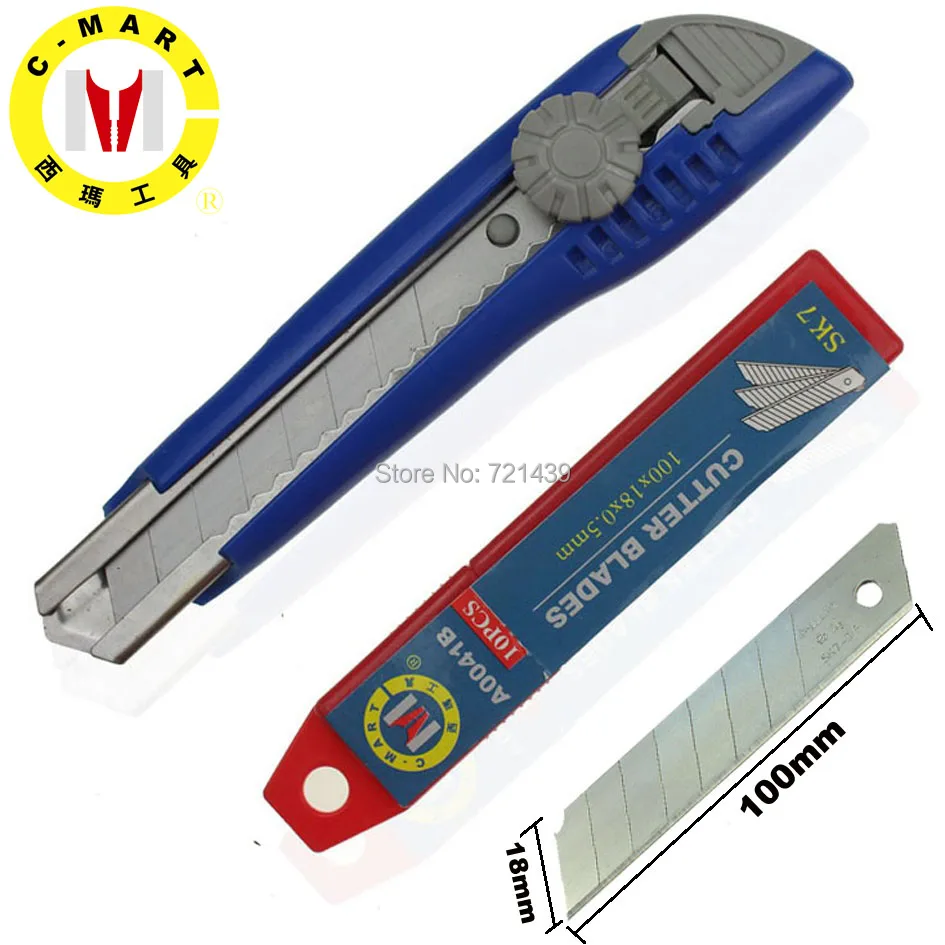 

C-MART tools Utilty Cutter set 10Pcs Blades & Utility Knife Steel Replaceable Blades Cutting Blades For Utility Knife