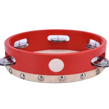 

New 1pc Red Musical Tambourine Tamborine Drum Round Percussion Gift For Baby Kids Tambourine