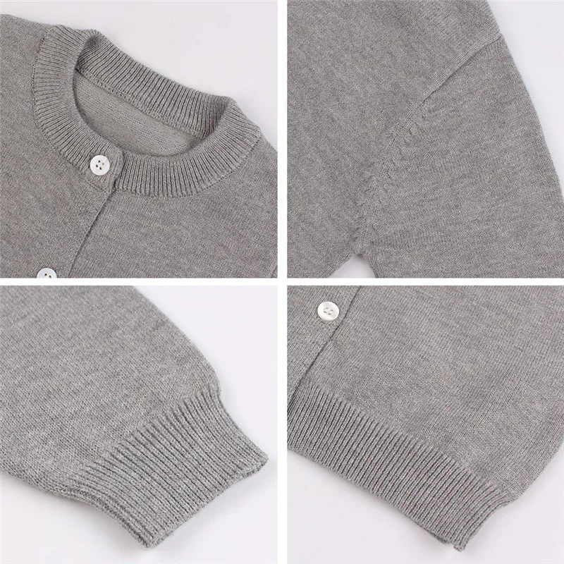 Solid Baby Sweater Kids Toddler Boys Girls Button Closure Cardigan Round Collar Long Sleeve Child Outfit Coat Elastic Comfortable Knitting Pullover (4)