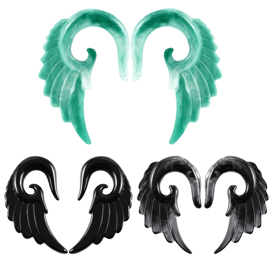 2 шт Акриловые беруши и туннели Крыло ангела дизайн спиральные беруши ушные датчики Alargador De Orelha ювелирные изделия с расширителем для тела Пирсинг