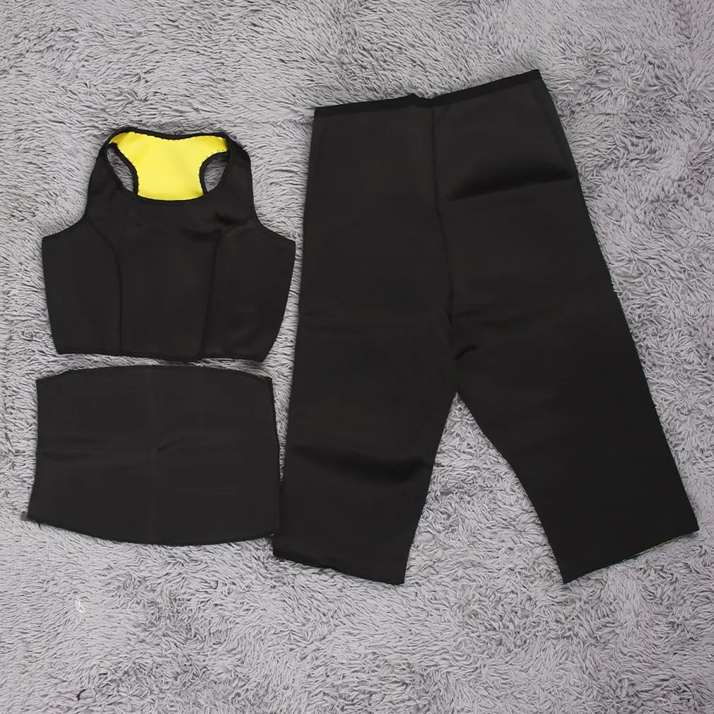 

High Quality New Arrivals 3Pcs/Set Hot Shaper Slimming Fitness Sportswear WaistBelt Pants Vest Three Pcs Set Body Shaper