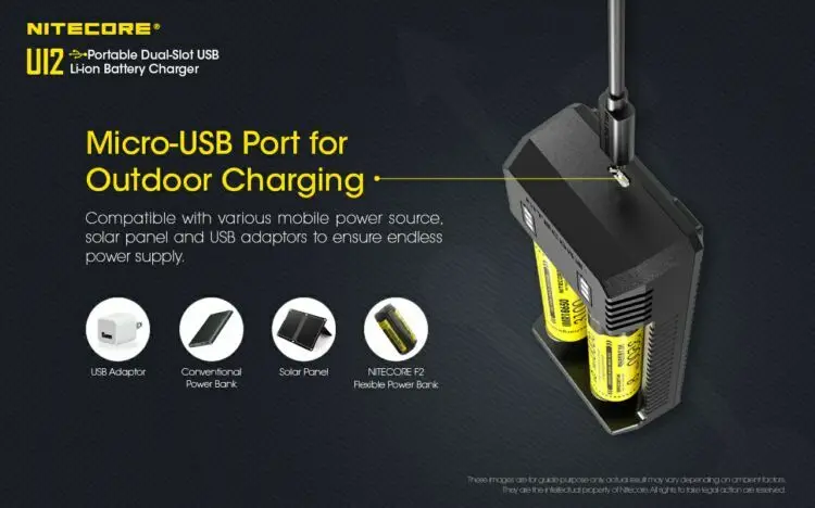 NITECORE UI1 UI2 Портативный USB Li-Ion Батарея Зарядное устройство совместимо с 26650 20700 21700 18650 16340 14500 Батарея