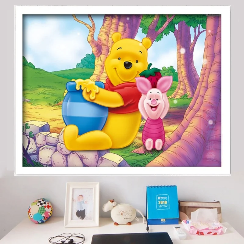 

5D Diy Diamond Painting Full Drill Cartoon Disney Winnie The Pooh Square Diamond Embroidery Children Bedroom Decoration Maison