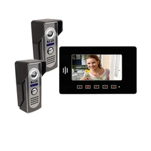 Freeship 7 “video Intercom Timbre Home Security Kit Casero de La Puerta Sistema de Teléfono 2 cámara al aire libre de interior 1 monitor