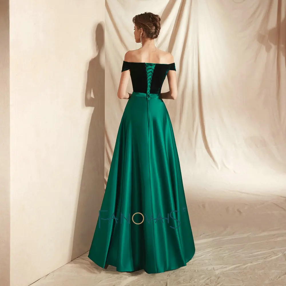 Green Velvet Evening Dresses Long Vestidos De Fiesta De Noche Evening Dress Arabic Special Occasion Dresses Party Gowns