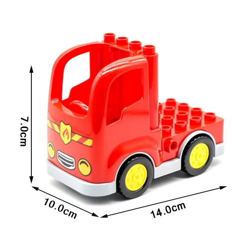 Мини-автомобили самолет большие строительные блоки автобус Перевозки грузовик фургон прицеп вертолет совместим Duplo городской автомобиль наборы игрушки подарок ребенку - Цвет: Mini red truck