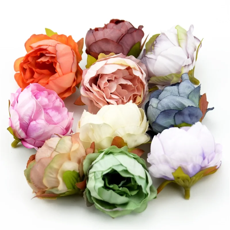 

100pcs/lot 5cm High Quality Silk Peony Flower Head Artificial Home Wedding Decor DIY Garland Craft Flowers Accessories