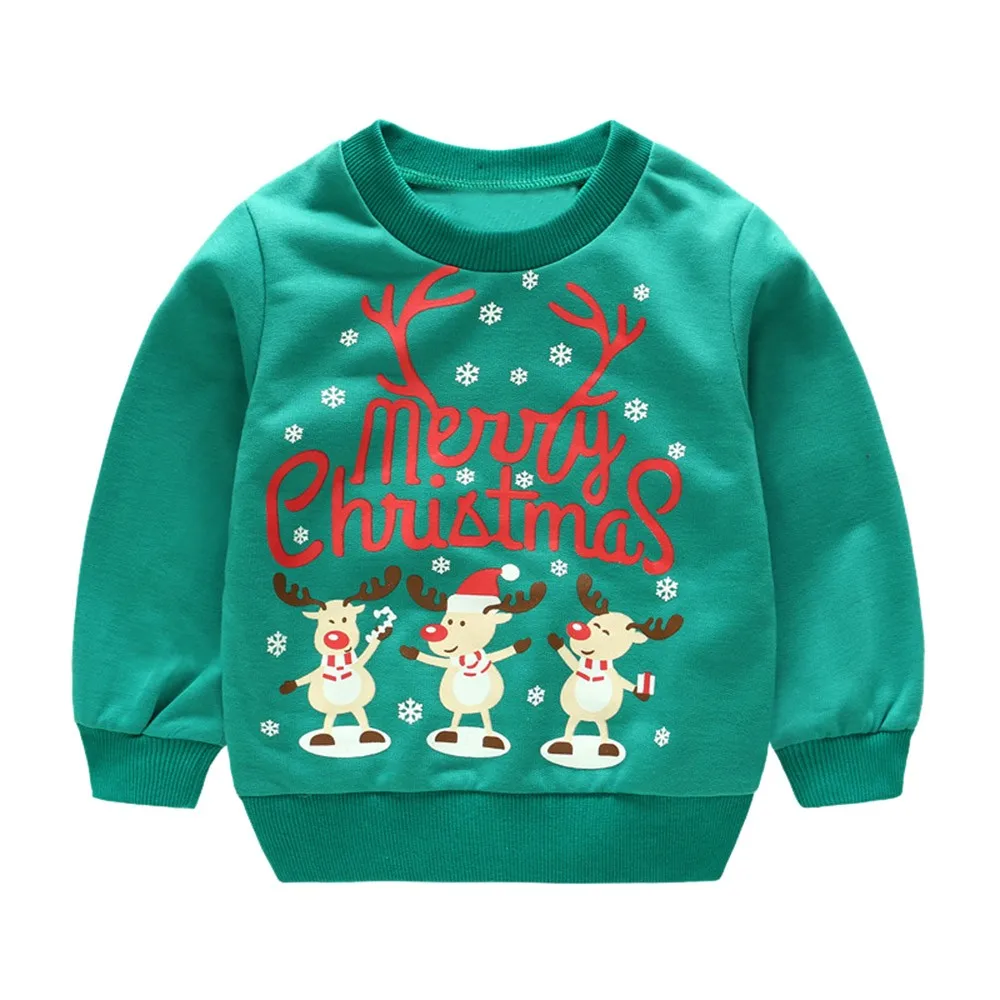 ARLONEET/Детский новогодний свитер с длинными рукавами и изображением Санта-Клауса для мальчиков и девочек; пуловер с рождественским принтом; топы; g0509