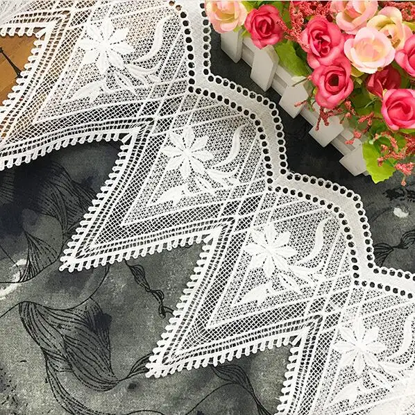 

15Yards White Lace Trim DIY Handmade Clothing Dress Accessories Materials High Quality Water Soluble Milk Silk Embroidery Fabric