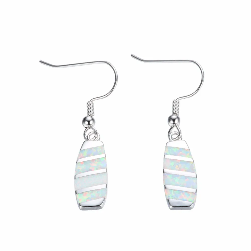 

Beautiful Women Jewelry Gifts 925 Sterling-Silver Blue/White Fire Opal Drop Earrings 2018