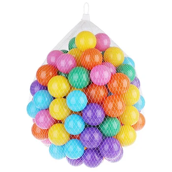 

100pcs Plastic Ball Pit Balls Crush Proof Ocean Ball Toy with Mesh Bag for Kids Baby Shower Decorations Party Wedding Decor