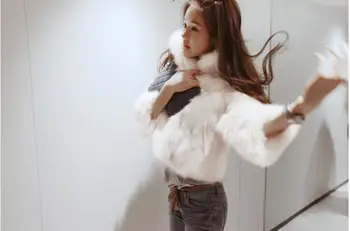 

2017 autumn and winter fur coat winter fashion lady artificial fox fur coat stitching woman leather jacket plus fur coat