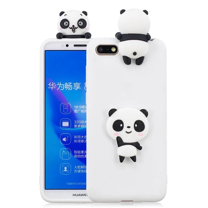 3D Gấu Trúc Dễ Thương Kỳ Lân Xương Rồng Ốp Điện Thoại Vào Fundas Huawei Y5 2018 / Y5 Prime 2018 / Honor 7S Coque Nữ Trẻ pu case for huawei
