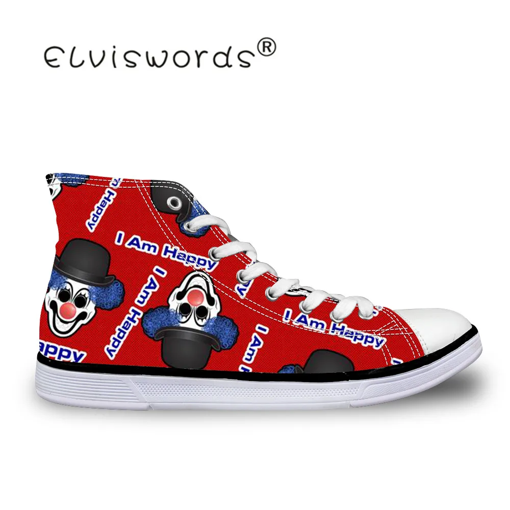

ELVISWORDS Creative Clown High Top Men Canvas Vulcanized Shoes Cool Print Men High-top Shoes Fashion Men's Leisure Shoes Zapatos