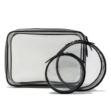 Transparent Cosmetic Bag Varieties Sizes Girl Makeup Bags  Zipper Pouch Clear; Large,Medium,Small,Mini; Circle, Square, 