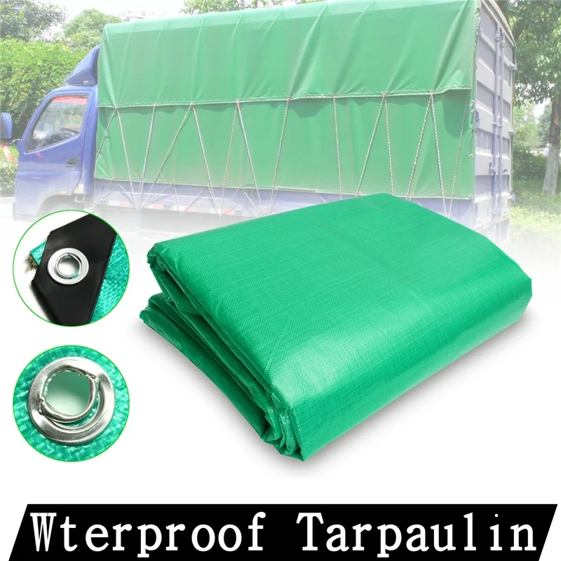 

6X3.6m Waterproof Tarpaulins Covered Ponchos Rain Wear Tarpaulin Canvas Canopy Cloth Cover Car Cloth Green color