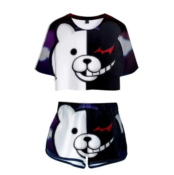 

2019 New 3D Printed Danganronpa Summer Women's Sets Bear Fashion Harajuku Short Sleeve T-shirt and Short Pants Sets