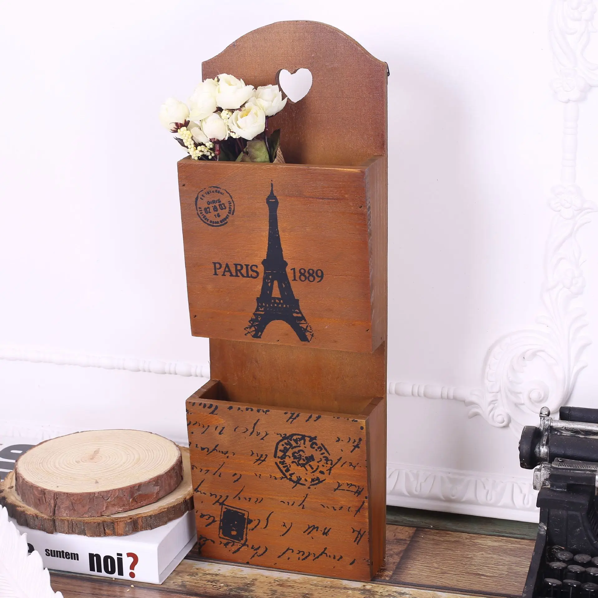 Zakka Retro Style Wood Storage Box Hanging Wall Crafts