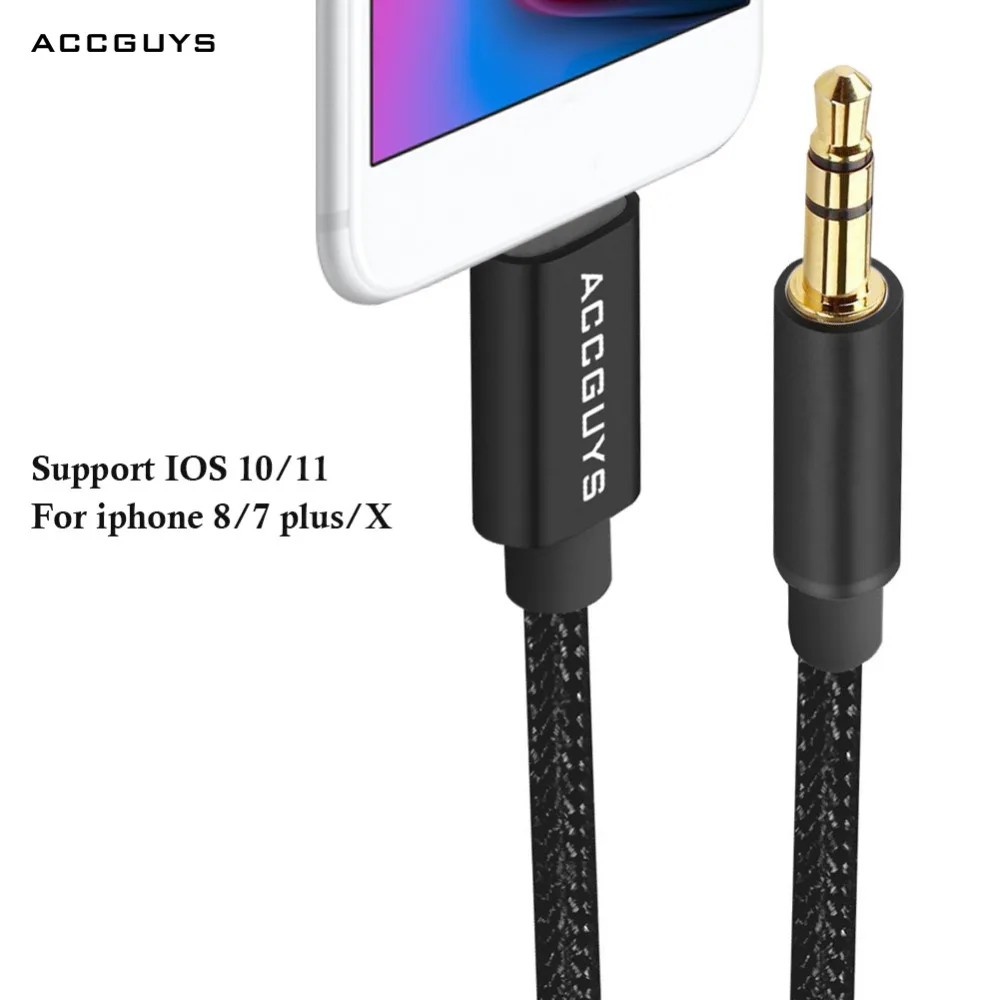ACCGUYS Car Aux Audio Cable Adapter For IOS 11 jack to 3.5mm Male 1M
