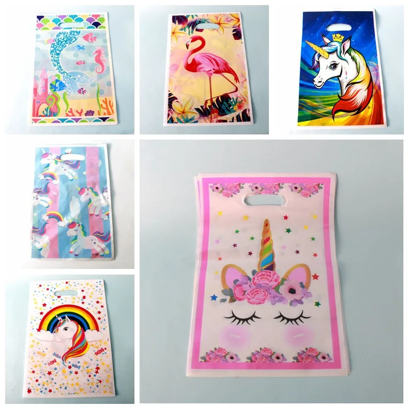 

10pcs Unicorn Party Bags Birthdays Wedding Decoration Unicorn Flamingo Gift Bags Children Theme Party Gift Bag