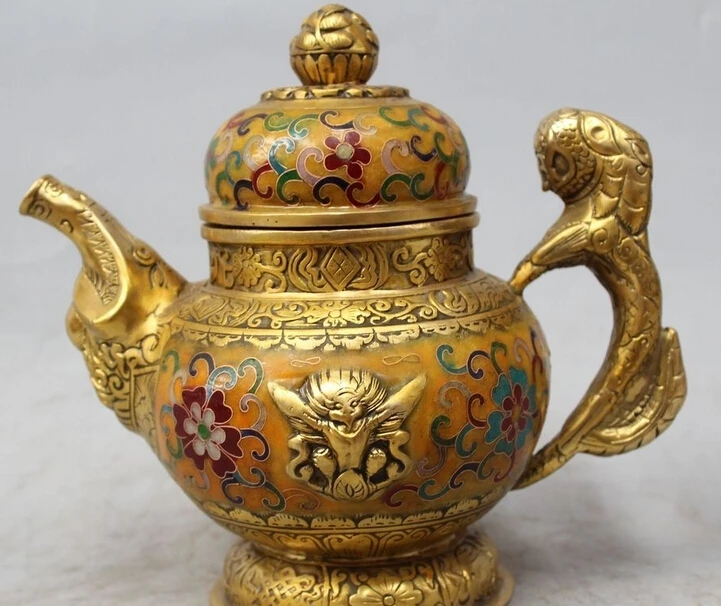 

Details about 8" Marked Chinese China Cloisonne Purple Bronze Dragon Wine Tea Pot Flagon R0715