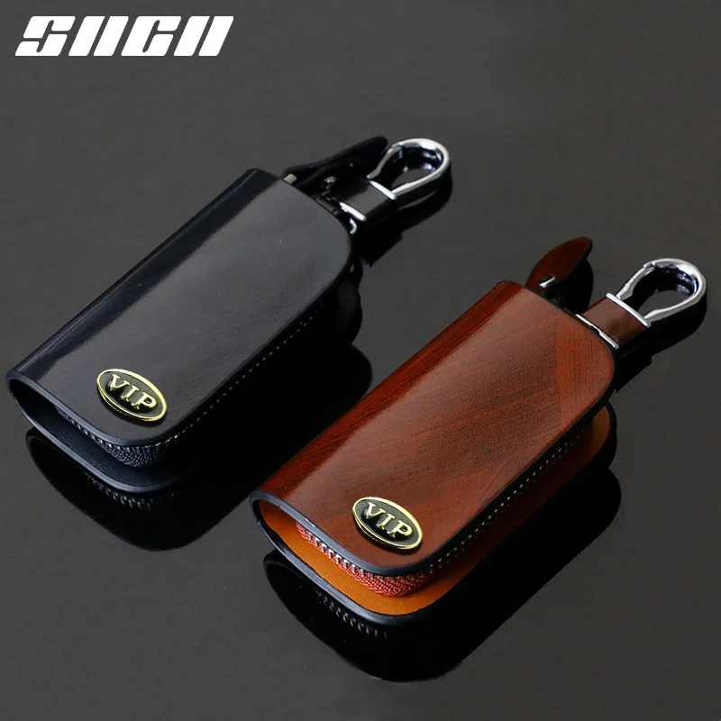 

SNCN Genuine Leather Car Key Chain Wallets Cover Case Bag For Porsche 911 918 928 Macan Cayenne Cayman Panamera Boxster Carrera