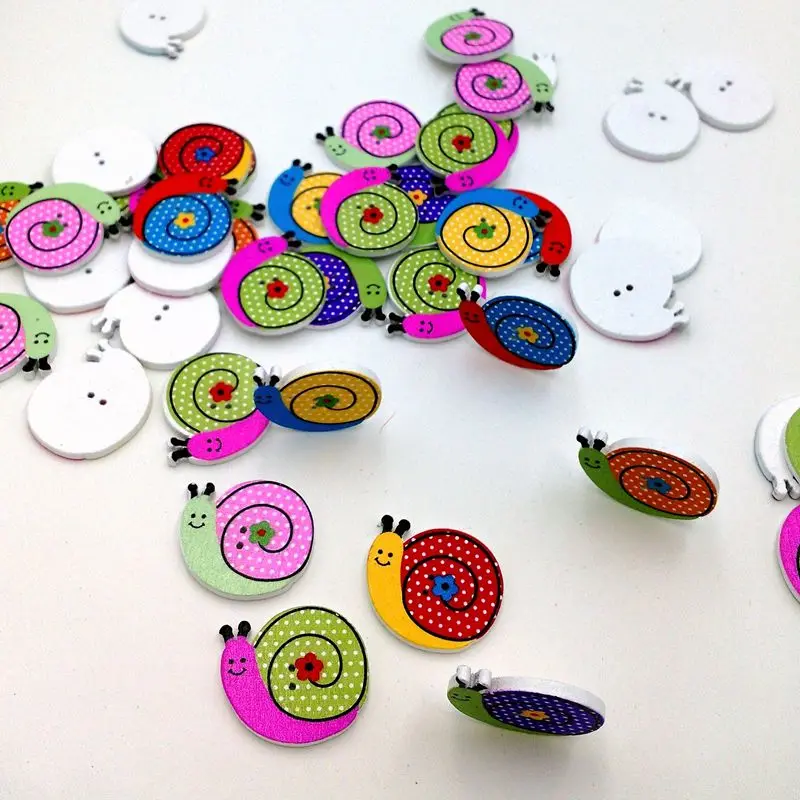 Деревянные Мультяшные пуговицы с 2 отверстиями для подарочной коробки ручной