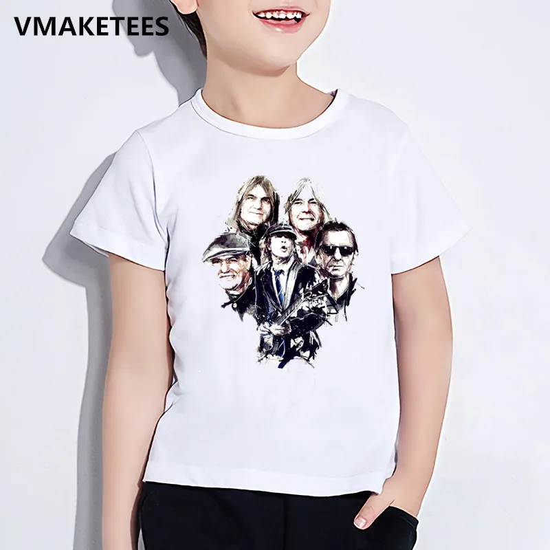 Детская летняя футболка с короткими рукавами для мальчиков и девочек детская футболка с принтом Ангус Янг группа acdc забавная повседневная одежда для малышей ooo4183 - Цвет: ooo4183A