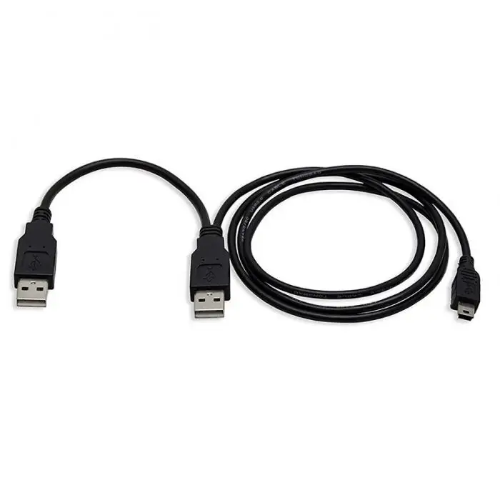 Двойной USB 2,0 type A к USB Mini 5-Pin type B x1 Y кабель для передачи данных и питания-капля