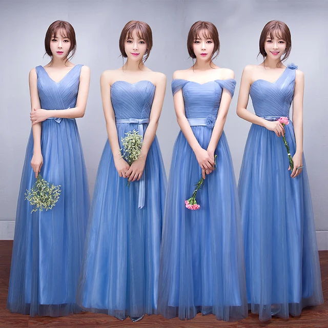Long Blue Bridesmaid Dress