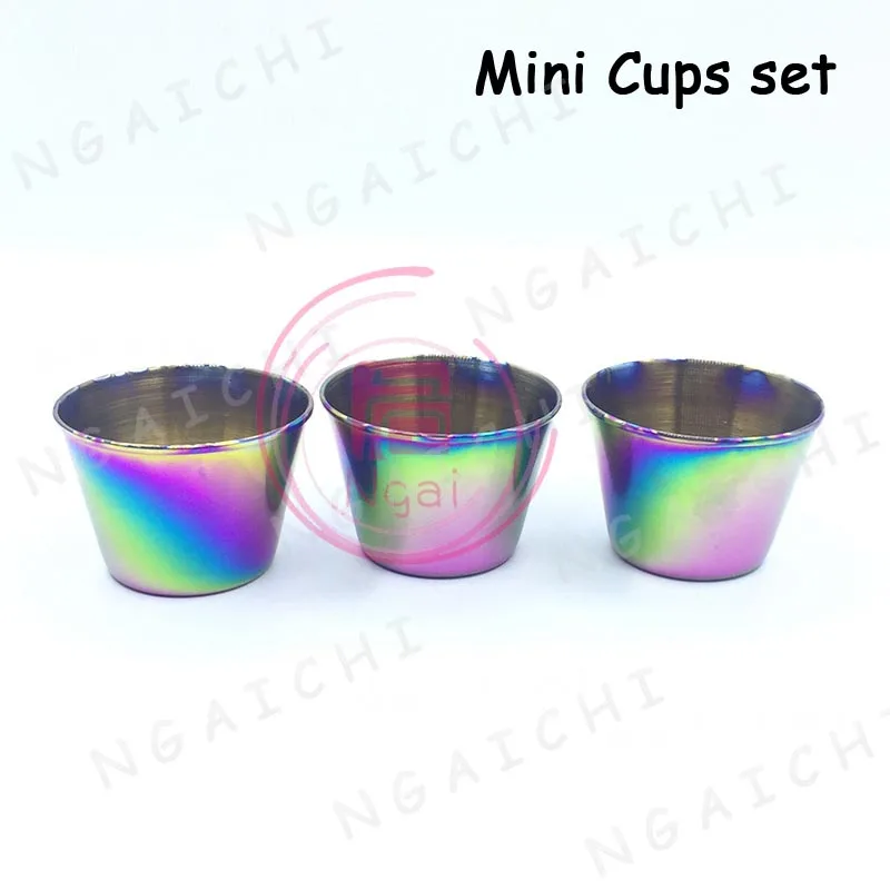 Mini Cups set Соус блюда и чашка стейк соус Мини лодка десерт посуда набор картофель фри томатный соус чашки набор радуга нержавеющая сталь - Цвет: Mini Cups set