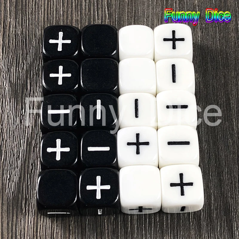 Новое поступление 10 шт./лот 2 цвета 16 мм Fate or Fudge Dice &quot+&quot &quotбелый и черный пустые