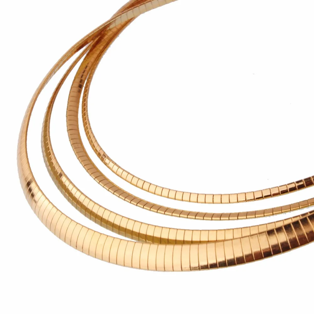 

3/4/6/8MM Stainless Steel Flat Choker European Necklace For Fashion Women Men Choker Collar Necklaces Jewelry Gold Chain 18inch