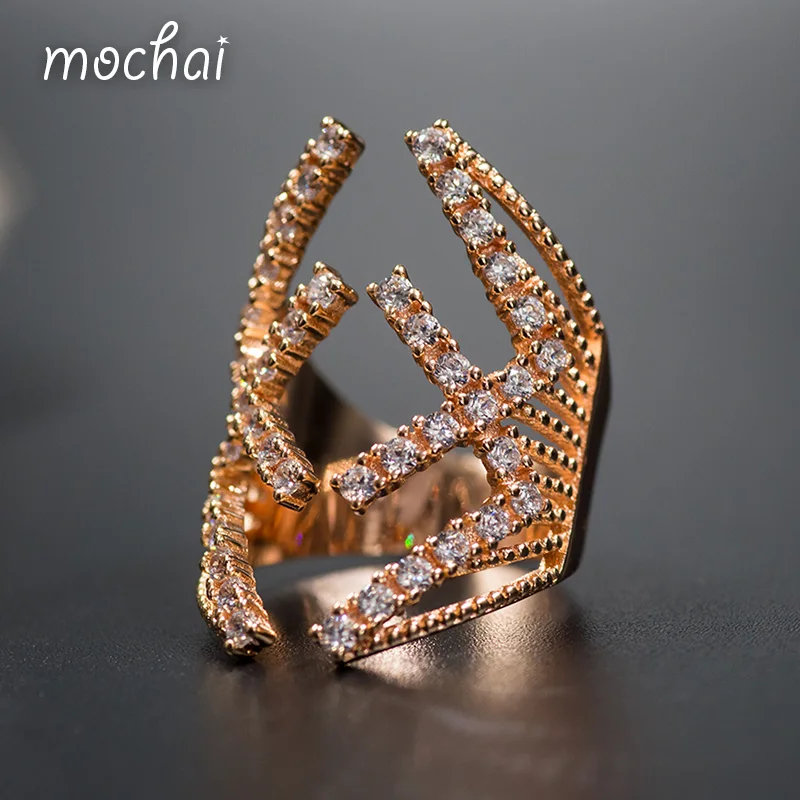 Женское кольцо с фианитом Mocai большие золотые кольца манжеты ZK30|ring jewelry|finger cuffscubic