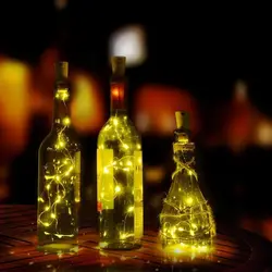 1 шт 20 светодиодный светильник в форме пробки бутылки затвор свет 2 м Стекло вина светодиодный Медный провод строка огни на Рождество