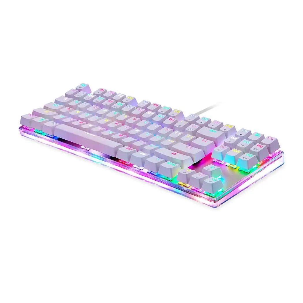 Professional Mechanical Keyboard 87 keys RGB Backlight Gaming Keyboards for Tablet Desktop PC Wired Gaming Desktop Keyboard - Цвет: white