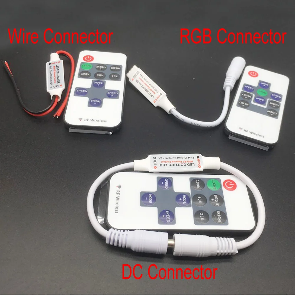 Светодиодная лента управления ler DC 12 24 V провод постоянного тока Разъем 11key радиочастотный контроллер для RGB один цвет Светодиодная лента пульт дистанционного управления