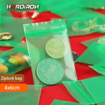 

HARDIRON 0.14mm Green Ear Stud Sealing Bag Small Mini Transparent Plastic Package Sealed Zipper Pocket