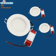 2 шт./лот 5 Вт Светодиодный панельный светильник AC 110 V 220 V круглый потолок Встраиваемая лампа SMD 5730 панельная лампа точечный светильник