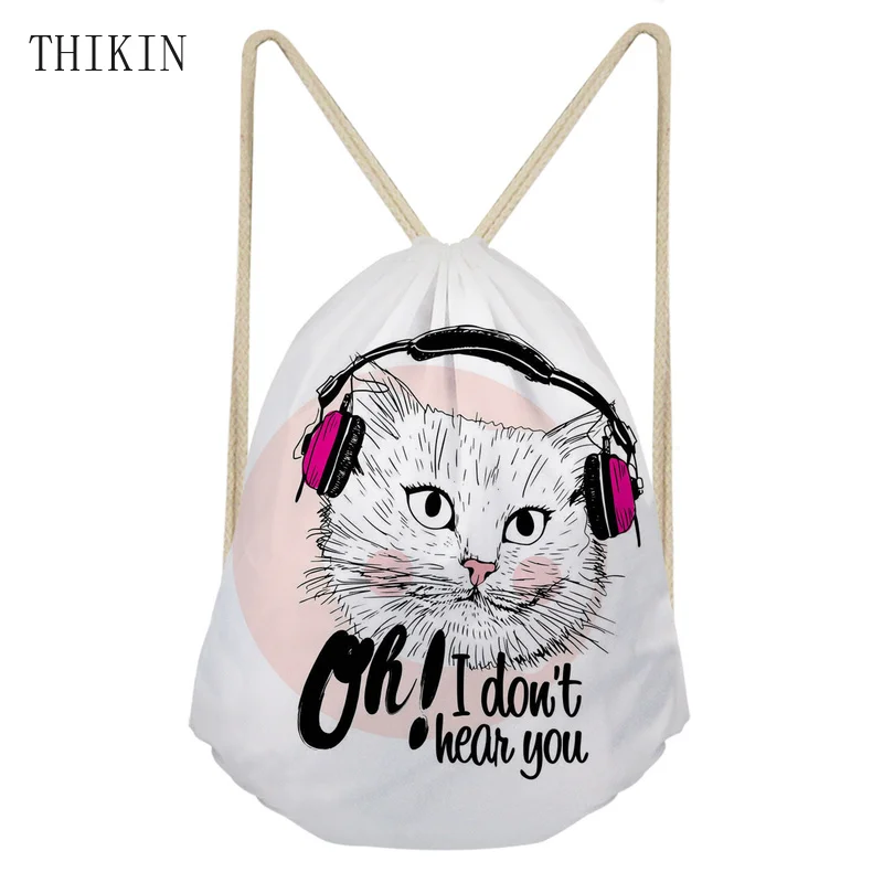 

THIKIN Cute Cartoon Music Cat Design Sports Bag School Swimming Bags for Teen Girls Waterproof Backpack Kids Children Custom