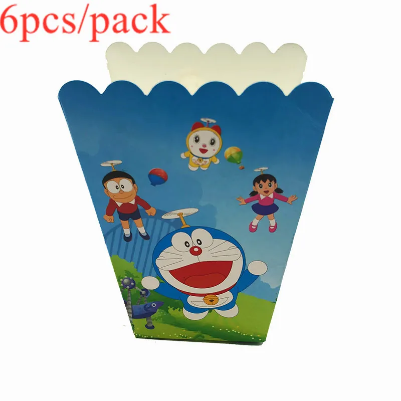 6pcs/pack Doraemon popcorn boxes Doraemon birthday party decorations
